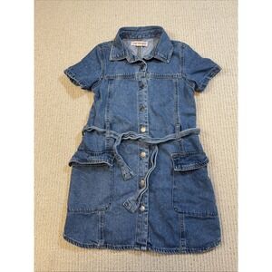 Lone Star Kids Girl's 8 Denim Dress Buttons Belted Medium Wash